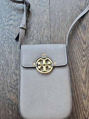 New Tory Burch Women's Miller Phone Crossbody in the color Wild Mushroom